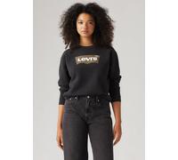 Sweatshirt LEVI'S "GR EVERYDAY CREW", Damen, Gr. S (36), schwarz (crew annessa cheetah bw fill caviar), Sweatware, Obermaterial: 58% Baumwolle, 42% Polyester, bedruckt, regular fit taillenbedeckt, Run