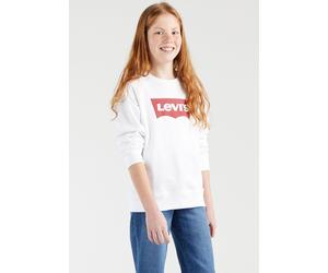 Sweatshirt LEVI'S KIDS "BATWING CREWNECK SWEATSHIRT", Mädchen, Gr. 4/104, weiß, Sweatware, Obermaterial: 60% Baumwolle, 40% Polyester, bedruckt, Basic, Rundhals, Raglanärmel Bündchen, Sweatshirts Swea