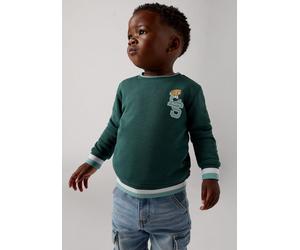 Sweatshirt LEVI'S KIDS "LVB VARSITY LEVI TIPPED CREW", Jungen, Gr. 9M74, grün (bistro grün), Sweatware, Obermaterial: 60% Baumwolle, 40% Polyester, bedruckt, normal, Rundhals, Bündchen, Sweatshirts Sw