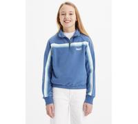 Sweatshirt LEVI'S KIDS, Mädchen, Gr. 16 (164), blau (true navy), Sweatware, Obermaterial: 60% Baumwolle, 40% Polyester, kontrastfarbene Details, hüftlang, V-Ausschnitt, Bündchen, Sweatshirts Sweatshir