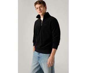 Sweatshirt LEVI'S "ORIGINAL HM 1/4 ZIP", Herren, Gr. XL, mineral schwarz, Sweatware, Obermaterial: 100% Polyester, bestickt, unifarben, regular fit hüftlang, Rundhals, Flachstrickbündchen, Sweatshirts