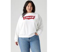 Sweatshirt LEVI'S PLUS "PL GR EVERYDAY CREW", Damen, Gr. XXL (50/52), weiß (everyday crew core batwing weiß), Sweatware, Obermaterial: 58% Baumwolle, 42% Polyester, bedruckt, regular fit normal, Rundh