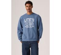 Sweatshirt LEVI'S "RELAXD GRAPHIC CREW", Herren, Gr. L, blau (fun run 1.1 vintage indigo heather brushed fleece), Sweatware, Obermaterial: 60% Baumwolle, 40% Polyester, bedruckt, bequem normal, Rundha