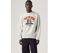 Sweatshirt LEVI'S "RELAXD GRAPHIC CREW", Herren, Gr. M, weiß (twice the wear light erdgrau brushed fleece), Sweatware, Obermaterial: 60% Baumwolle, 40% Polyester, bedruckt, bequem normal, Rundhals, Ri