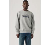 Sweatshirt LEVI'S "RELAXD GRAPHIC CREW NEUTRALS", Herren, Gr. M, grau (desert bw 2 mid tone erdgrau brushed fleece), Sweatware, Obermaterial: 60% Baumwolle, 40% Polyester, Sweatshirts Sweatshirt (6626