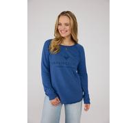 Sweatshirt LIEBLINGSSTÜCK "CathrinaEP", Damen, Gr. M (38), blau (schwarz denim), Sweatware, Obermaterial: 100% Baumwolle, bedruckt, clean, unifarben, regular fit taillenbedeckt, Rundhals, gerader Absc