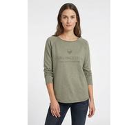 Sweatshirt LIEBLINGSSTÜCK "CathrinaEP", Damen, Gr. M (38), grün (khaki), Sweatware, Obermaterial: 100% Baumwolle, bedruckt, clean, unifarben, regular fit taillenbedeckt, Rundhals, gerader Abschluss, S