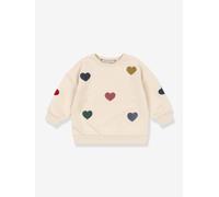 Sweatshirt Lou mit Herzmotiven für Kinder, Bio-Baumwolle Konges Sløjd beige Gr. 98/104
