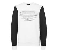 Sweatshirt PLEIN SPORT "Sweatshirt", Herren, Gr. M, 0170, weiß, silber, Obermaterial: 88% Baumwolle, 12% Polyester, Sweatshirts (53477510-M) 0170, weiß, silber
