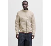 Sweatjacke JACK & JONES "JJEBRADLEY SWEAT ZIP HN NOOS", Herren, Gr. M, moonbeam, angeraute Sweatware, Obermaterial: 65% Polyester, 35% Baumwolle, unifarben, regular fit normal, ohne Ausschnitt, Rippbü