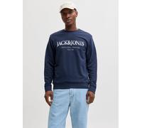 Sweatshirt JACK & JONES "JJDEVIN DAYTONA PRINT SWEAT CREW NECK", Herren, Gr. M, navy blazer, angeraute Sweatware, Obermaterial: 60% Baumwolle, 40% Polyester, bedruckt, regular fit normal, Rundhals, Ri