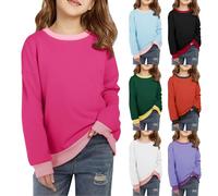 Sweatshirt Mädchen Farbverlauf Bunte Pullover Oversize Rundhals Kontrastfarbe Sweatshirts Sportlich Bequem Langarmshirt Baumwolle Sweatshirts Rippensaum Klassisch Hoodie (Blackish Green, 13-14 Years)