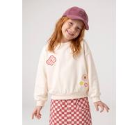 Sweatshirt Mädchen mit Applikationen wollweiß Gr. 146/152 von Vertbaudet