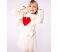 Sweatshirt Mädchen mit Rüschen PETIT BATEAU, Baumwolle wollweiß Gr. 110