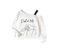 Sweatshirt Mädchen Rundhalsausschnitt Pullover Modisch Schulterfreies Sweatshirts Fauststoß Drucken Baumwolle Langarmshirt Frühling Herbst Kleidung Langarm Freizeit Tops für Kinder 6-13 Jahre