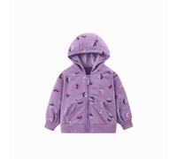 Sweatshirt Mädchen Strickjacke Sweatjacke Blumen Kapuzen Zip Up Fleecejacke Hoodie Pullover Jacke Activewear Langärmel Baumwolle Kleidung für Kinder Herbst Winter Lila Alter 3-4 Jahre 98 104