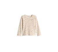 Sweatshirt MARC O'POLO "aus feinem Ripp-Jersey", Mädchen, Gr. 104/110, beige, Obermaterial: 96% Baumwolle, 4% Elasthan, bedruckt, slim fit, Rundhals, normaler Saum, Sweatshirts Sweatshirt (98987839-10