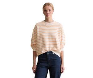 Sweatshirt MARC O'POLO DENIM "aus reinem Organic Cotton", Damen, Gr. XXS, light orange, Obermaterial: 100% Baumwolle, gestreift, oversize, Rundhals, Bündchen, Sweatshirts Sweatshirt (30095460-XXS) lig