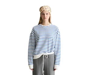 Sweatshirt MARC O'POLO DENIM "aus reinem Organic Cotton", Damen, Gr. XXS, medium blau, Obermaterial: 100% Baumwolle, gestreift, oversize, Rundhals, Bündchen, Sweatshirts Sweatshirt (60070918-XXS) medi