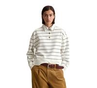 Sweatshirt MARC O'POLO DENIM "aus reiner Bio-Baumwolle", Damen, Gr. L, weiß (sanftes weiß), Obermaterial: 100% Baumwolle, gestreift, relaxed fit, Rippbündchen, Sweatshirts Sweatshirt (21258260-L) sanf