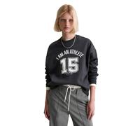 Sweatshirt MARC O'POLO DENIM "mit kuschelig gerauter Innenseite", Damen, Gr. L, blau depths, Obermaterial: 100% Baumwolle, unifarben, relaxed fit, Rundhals, Rippbündchen, Sweatshirts Sweatshirt (99393