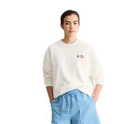 Sweatshirt MARC O'POLO DENIM "oversized mit markantem Rückenprint", Damen, Gr. S, silky weiß, Sweatware, Obermaterial: 100% Baumwolle, oversize normal, Rundhals, Rippbündchen, Sweatshirts Sweatshirt (