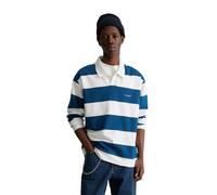 Marc OߴPolo Denim Herren Langarm-Poloshirt gestreift Relaxed Fit, Blau (Dark Blue Multi 01), L