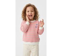 Sweatshirt MARC O'POLO JUNIOR, Mädchen, Gr. 116/122, coral stripe, Sweatware, Obermaterial: 100% Baumwolle, Rundhals, Sweatshirts Sweatshirt, Reine Baumwolle, für kleine Mädchen, kontrastfarbene Detai