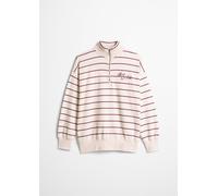 Sweatshirt MARC O'POLO, Mädchen, Gr. 152, beige, Sweatware, Obermaterial: 100% Baumwolle, gestreift, normal, Rippbündchen, Sweatshirts Sweatshirt, gestreift, mit gerippten Stehkragen (62895135-152) be