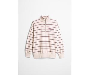 Sweatshirt MARC O'POLO, Mädchen, Gr. 176, beige, Sweatware, Obermaterial: 100% Baumwolle, gestreift, normal, Rippbündchen, Sweatshirts Sweatshirt, gestreift, mit gerippten Stehkragen (62895135-176) be