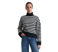 Sweatshirt MARC O'POLO "mit breitem Rippstrick-Bund", Damen, Gr. XXS, dunkelblau, Obermaterial: 100% Baumwolle, gestreift, loose fit, Rippbündchen, Sweatshirts Sweatshirt (47050152-XXS) dunkelblau