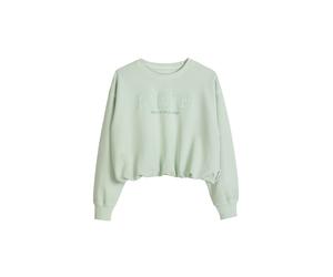 Sweatshirt MARC O'POLO "mit elastischem Saum", Mädchen, Gr. 164, grün, Obermaterial: 100% Baumwolle, unifarben, relaxed fit, Rundhals, Rippbündchen, Sweatshirts Sweatshirt (29506318-164) grün