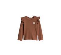 Sweatshirt MARC O'POLO "mit feiner Rippstruktur", Mädchen, Gr. 104/110, braun, Obermaterial: 96% Baumwolle, 4% Elasthan, unifarben, regular fit, Rundhals, Sweatshirts Sweatshirt (69660836-104) braun