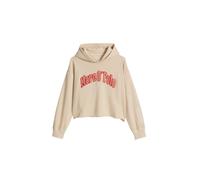 Sweatshirt MARC O'POLO "mit flauschiger Logo-Applikation", Mädchen, Gr. 176, summer sand, Obermaterial: 100% Baumwolle, unifarben, relaxed fit, Rippbündchen, Sweatshirts Sweatshirt (15627223-176) summ