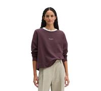 Sweatshirt MARC O'POLO "mit gepeachter Oberfläche", Damen, Gr. XL, braun (schwarz cherry), Obermaterial: 100% Baumwolle, unifarben, loose fit, Rundhals, Rippbündchen, Sweatshirts Sweatshirt (59069528-
