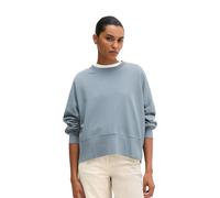 Sweatshirt MARC O'POLO "mit recycelter Baumwolle", Damen, Gr. S, blau (stormy sea), Obermaterial: 100% Baumwolle, unifarben, oversize, Rundhals, doppelte Bündchen, Sweatshirts Sweatshirt (70275004-S) 