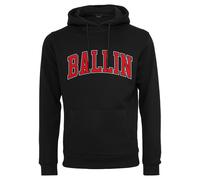 Sweatshirt MISTERTEE "MisterTee Herren Ballin 23 Hoody", Herren, Gr. S, schwarz, 65% Baumwolle, 35% Polyester, unifarben, Sweatshirts Sweatshirt (71572859-S) schwarz