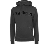 Sweatshirt MISTERTEE "MisterTee Herren Los Angeles Wording Hoody", Herren, Gr. M, charcoal, 65% Baumwolle, 35% Polyester, unifarben, Rundhals, Sweatshirts Sweatshirt (36237957-M) charcoal