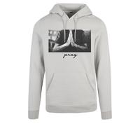 Sweatshirt MISTERTEE "MisterTee Herren Pray Hoody", Herren, Gr. XXL, weiß (lightasphalt), 65% Baumwolle, 35% Polyester, unifarben, Rundhals, Sweatshirts Sweatshirt (69872009-XXL) lightasphalt