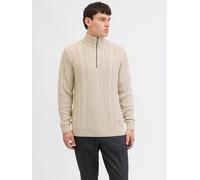 Sweatshirt Mit Halbem Reißverschluss XL Beige