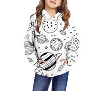 Sweatshirt mit Kapuze Mädchen Hoodie Kreativität Graffiti Pullover Lässige Kapuzenpulli Modisch Loose Tops Unisex Freizeit Kapuzenpullover Süß Cartoon Sweater für Kinder Teenager Junge