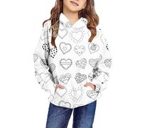 Sweatshirt mit Kapuze Mädchen Hoodie Kreativität Graffiti Pullover Lässige Kapuzenpulli Modisch Loose Tops Unisex Freizeit Kapuzenpullover Süß Cartoon Sweater für Kinder Teenager Junge