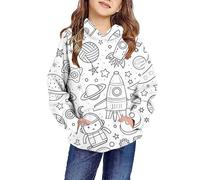 Sweatshirt mit Kapuze Mädchen Hoodie Kreativität Graffiti Pullover Lässige Kapuzenpulli Modisch Loose Tops Unisex Freizeit Kapuzenpullover Süß Cartoon Sweater für Kinder Teenager Junge