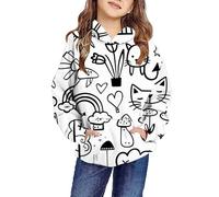 Sweatshirt mit Kapuze Mädchen Hoodie Kreativität Graffiti Pullover Lässige Kapuzenpulli Modisch Loose Tops Unisex Freizeit Kapuzenpullover Süß Cartoon Sweater für Kinder Teenager Junge