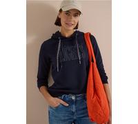 Sweatshirt CECIL, Damen, Gr. M (40), blau (urban dunkelblau), Sweatware, 54% Polyester, 46% Baumwolle, unifarben, comfort fit, ohne Ausschnitt, Bündchen, Sweatshirts Sweatshirt, mit Rippstrick (250201