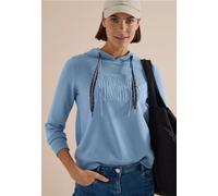 Sweatshirt CECIL, Damen, Gr. M (40), blau (easy blau), Sweatware, 54% Polyester, 46% Baumwolle, unifarben, comfort fit, ohne Ausschnitt, Bündchen, Sweatshirts Sweatshirt, mit Rippstrick (73871961-M) e