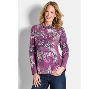 Sweatshirt GOLDNER "Langarmshirt im Paisley-Design", Damen, Gr. 54, pink (beere, gemustert), Obermaterial: 60% Polyester PES. 35% Baumwolle CO. 5% Elasthan EL., figurumspielend, Sweatshirts Sweatshirt