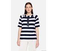 Sweatshirt mit Rippenstruktur Dunkelblau/Weiß 46
