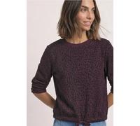 Sweatshirt STREET ONE, Damen, Gr. 46, lila (rustic rouge), Sweatware, 85% Baumwolle, 15% Polyester, comfort fit, Rundhals, Rippbündchen, Sweatshirts Sweatshirt, mit Leomuster, Topseller (20168926-46)