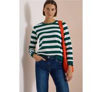 Sweatshirt CECIL, Damen, Gr. XS (36), grün (schwarz fir grün), Sweatware, 65% Baumwolle, 35% Polyester, gestreift, comfort fit, Rundhals, Bündchen, Sweatshirts Sweatshirt, im angenehmen Materialmix (8